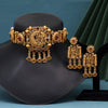 Rani & Green Color Choker Matte Gold Temple Necklace Set (TPLN462RNIGRN)