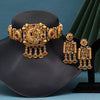 Rani Color Choker Matte Gold Temple Necklace Set (TPLN462RNI)