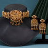Rani & Green Color Lord Radha Krishna Choker Matte Gold Temple Necklace Set (TPLN463RNIGRN)