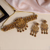 Rani & Green Color Lord Radha Krishna Choker Matte Gold Rajwadi Temple Necklace Set (TPLN463RNIGRN)