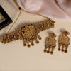 Rani Color Lord Radha Krishna Choker Matte Gold Temple Necklace Set (TPLN463RNI)
