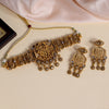 White Color Lord Radha Krishna Choker Matte Gold Temple Necklace Set (TPLN463WHT)