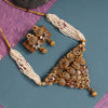 Maroon Color Meena Work Choker Matte Gold Temple Necklace Set (TPLN465MRN)