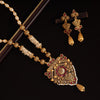 Rani Color Long Matte Gold Temple Necklace Set (TPLN469RNI)