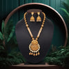 Gold Color Long Matte Gold Rajwadi Temple Necklace Set (TPLN471GLD)