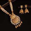 Gold Color Long Matte Gold Rajwadi Temple Necklace Set (TPLN471GLD)