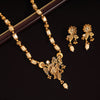 Gold Color Long Matte Gold Rajwadi Temple Necklace Set (TPLN475GLD)