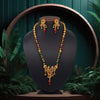 Maroon & Green Color Long Matte Gold Rajwadi Temple Necklace Set (TPLN475MG)