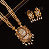 Rani Color Long Matte Gold Temple Necklace Set (TPLN476RNI)