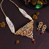 Maroon Color Choker Matte Gold Rajwadi Temple Necklace Set (TPLN482MRN)