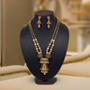 Rani Color Long Matte Gold Temple Necklace Set (TPLN485RNI)
