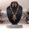 Maroon Color Long Matte Gold Rajwadi Temple Necklace Set (TPLN504MRN)