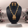 Rani Color Long Matte Gold Temple Necklace Set (TPLN508RNI)