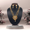 Gold Color Long Matte Gold Rajwadi Temple Necklace Set (TPLN513GLD)