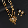 Gold Color Long Matte Gold Rajwadi Temple Necklace Set (TPLN513GLD)