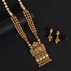 Gold Color Long Matte Gold Temple Necklace Set (TPLN514GLD)