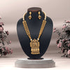 Rani Color Long Matte Gold Temple Necklace Set (TPLN514RNI)