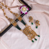Green Color Long Matte Gold Rajwadi Temple Necklace Set (TPLN522GRN)