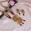 Maroon Color Long Matte Gold Rajwadi Temple Necklace Set (TPLN522MRN)