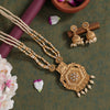 Gold Color Long Matte Gold Rajwadi Temple Necklace Set (TPLN542GLD)