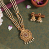 Rani Color Long Matte Gold Temple Necklace Set (TPLN542RNI)