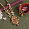 Maroon Color Long Matte Gold Temple Necklace Set (TPLN547MRN)