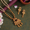 Maroon Color Long Matte Gold Rajwadi Temple Necklace Set (TPLN550MRN)