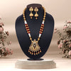 Maroon Color Long Matte Gold Rajwadi Temple Necklace Set (TPLN555MRN)