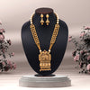 Rani Color Long Matte Gold Temple Necklace Set (TPLN557RNI)