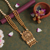 Rani Color Long Matte Gold Temple Necklace Set (TPLN557RNI)