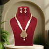 Gold Color Long Matte Gold Temple Necklace Set (TPLN563GLD)