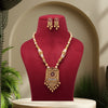 Maron Color Long Matte Gold Temple Necklace Set (TPLN564MRN)