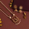 Rani Color Long Matte Gold Temple Necklace Set (TPLN566RNI)