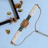 Green Color Choker Matte Gold Temple Necklace Set (TPLN567GRN)