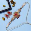 Rani Color Choker Matte Gold Temple Necklace Set (TPLN568RNI)