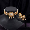 Gold Color Choker Matte Gold Temple Necklace Set (TPLN570GLD)