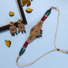 Rani & Green Color Choker Matte Gold Temple Necklace Set (TPLN576RNIGRN)