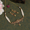 Maroon Color Choker Temple Necklace Set (TPLN578MRN)