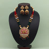 Maroon & Green Color Meena Work Matte Gold Temple Necklace Set (TPLN583MG)