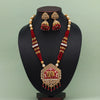Maroon Color Meena Work Matte Gold Rajwadi Temple Necklace Set (TPLN583MRN)