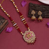 Maroon Color Meena Work Matte Gold Rajwadi Temple Necklace Set (TPLN583MRN)