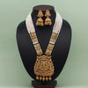 Gold Color Lord Radha Krishna Matte Gold Temple Necklace Set (TPLN584GLD)