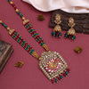 Rani & Green Color Meena Work Matte Gold Temple Necklace Set (TPLN585RNIGRN)