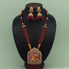 Rani Color Meena Work Matte Gold Rajwadi Temple Necklace Set (TPLN585RNI)
