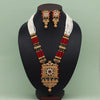 Maroon & Green Color Matte Gold Temple Necklace Set (TPLN587MG)