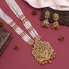 Gold Color Lord Ganesha Vilandi Kundan Matte Gold Temple Necklace Set (TPLN590GLD)