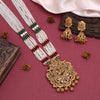 Rani & Green Color Lord Ganesha Vilandi Kundan Matte Gold Temple Necklace Set (TPLN590RNIGRN)
