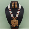 Rani Color Lord Ganesha Vilandi Kundan Matte Gold Temple Necklace Set (TPLN590RNI)