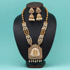 Gold Color Meena Work Vilandi Kundan Matte Gold Temple Necklace Set (TPLN592GLD)