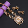 Gold Color Meena Work Vilandi Kundan Matte Gold Temple Necklace Set (TPLN592GLD)